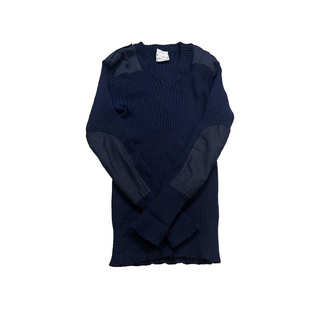 Vtg Brigade Quartermasters Woolly Pully Sweater Mens 42 Blue Wool England V-Neck